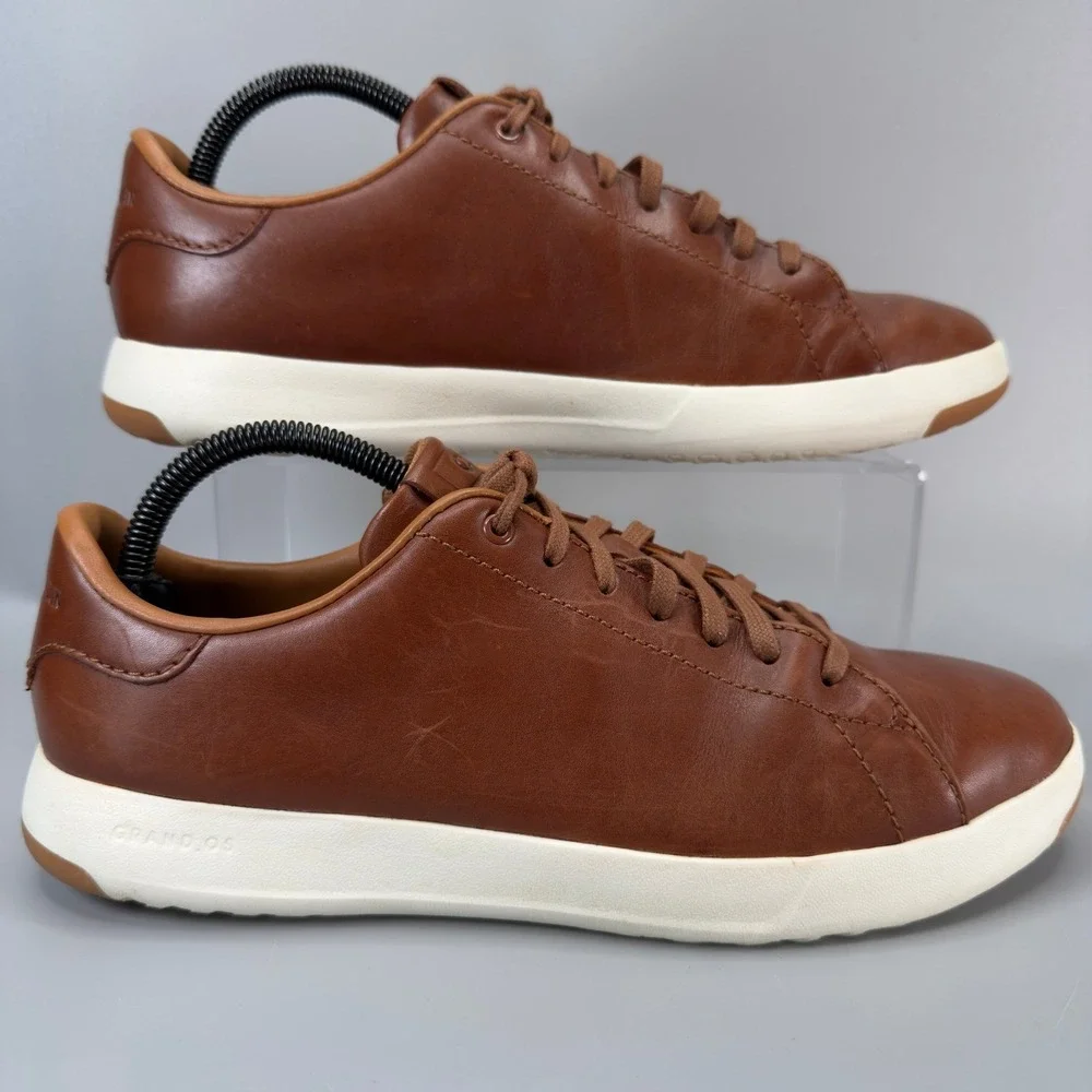 Cole Haan GrandPro Tennis Sneaker Mens 8 M Casual Dress Shoe Brown White Leather